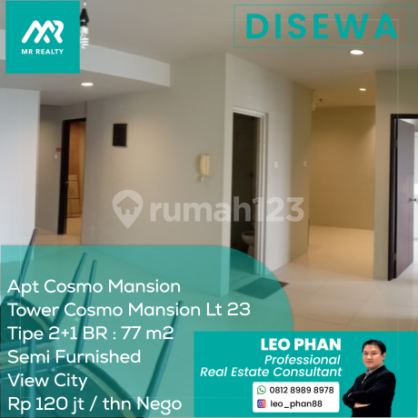 Apartement Cosmo Mansion Tower Cosmo Mansion Lt 23, 2BR, Semi Furnished Apartement Cosmo Mansion Tower Cosmo Mansion Lt 23, 2BR, Semi Furnished