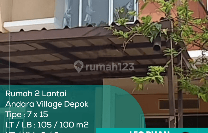 Rumah 2 Lantai Andara Village Depok, Tipe 7x15, Lt lb 105 100, Non Furnished, SHM