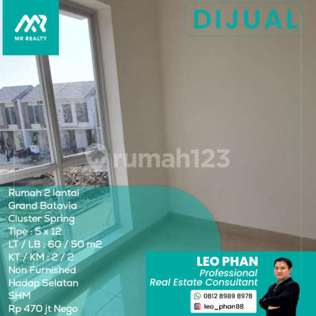 Rumah 2 Lantai Grand Batavia Cluster Spirng, Tipe 5x12, LT/LB 60/50 m2, SHM