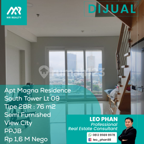 Apartement Magna Residence South Tower Lt 09, 2BR, Semi Furnished, PPJB