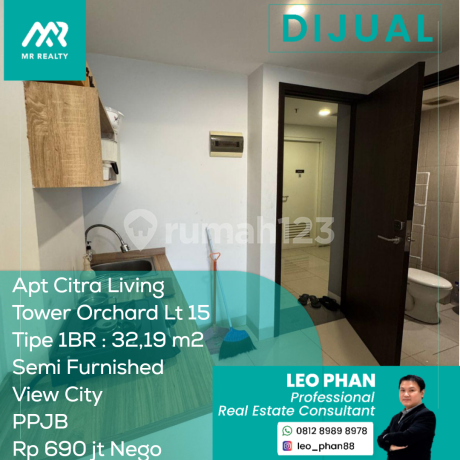 Citra Living Tower Orchard Apartment 15th Floor, 1 Bedroom, Semi Furnished, PPJB