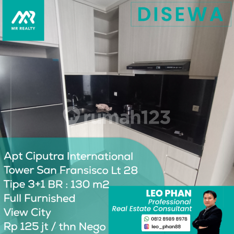 Apartment Ciputra International Tower San Francisco 28th Floor, 3+1 BR, Fully Furnished