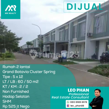 2-Story House in Grand Batavia Cluster Spirng, Type 5x12, Land Area/Building Area 60/50 m2, Freehold Certificate