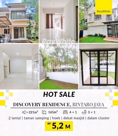 Dijual Cepat! Rumah Asri, Posisi Hoek, di Discovery Residence, Lokasi Strategis; Hanya 2 Menit Menuju Pintu Tol, Stasiun KRL, Bxc Mall, Rspi Bintaro, Sekolah, Dll di Discovery Residence, Bintaro Jaya Sektor 9