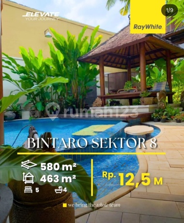 Rumah Mewah * Kolam Renang, Lokasi Strategis; Dekat Akses Tol, Stasiun KRL, Mall, Rs, Sekolah, Dll di Bintaro Jaya Sektor 8