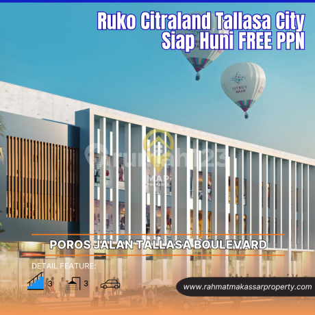 Ruko Citraland Tallasa CIty Makassar 3 Lantai Siap Huni di Poros