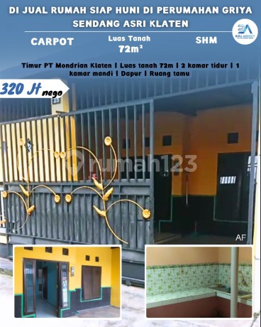 Dijual Rumah Siap Huni Griya Sendang Asri Klaten