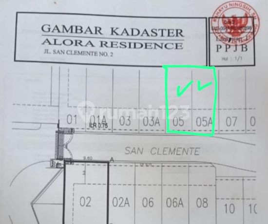 Dijual Kavling di Lippo Village Barat Harga BU,Kavling ALORA No 5 & 5A