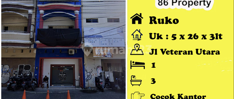 Disewakan Ruko 3 lantai di Veteran Utara dkt salahutu , dan latimojong 1
