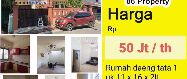DISEWAKAN Rumah jl daeng tata 1 dkt mappaodang , kumala. rumah  2 lantai 1