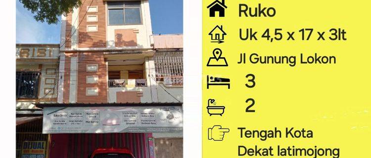 Jual Ruko Jl Gunung Lokon Dkt Sungai Pareman , Latimojong ,  1