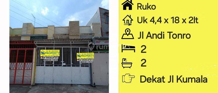 Jual Ruko Jl Andi Tonro Dkt Jl Kumala , Mappaodang , Siap Usaha 1