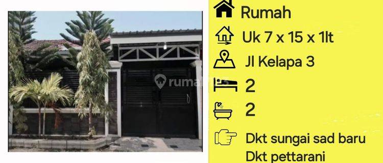 Jual Rumah Jl Kelapa 3 Dkt Sungai Saddang , Pelita Raya , Tengah Kota 1