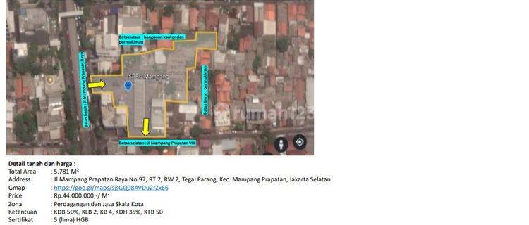 Murah Harga NJOP Kav Tanah Komersial Mampang Prapatan, Jaksel 1