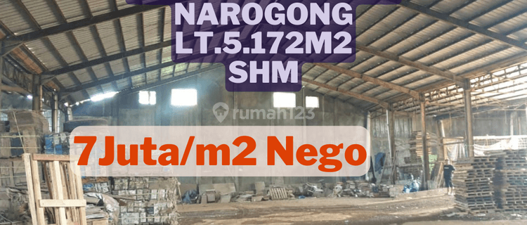 Lokasi Strategis Dijual Gudang Jl.raya Narogong, Cileungsi, SHM 1