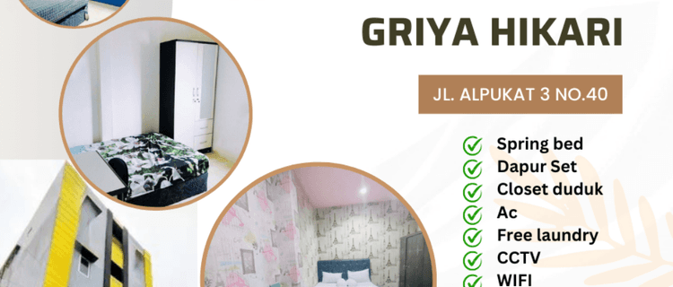 Disewakan Rumah Kost Campur Griya Hikari Full Furnished Strategis di Jl. Alpukat 3 No.40, Tj. Duren, Grogol Petamburan, Jakarta Barat BOOK NOW !! 1