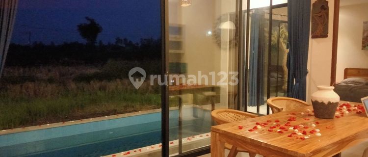 For rental villa Ubud 10 menutes Central Ubud, Villa beautiful Rice Field View 2 Bedroom 2 bathroom Furnished Wi-Fi IDR 27,000,000 strategic 40 minutes From Canggu Nyanyi beach Tanah Lot Tabanan Bali  1