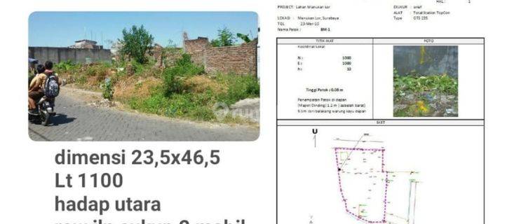 Tanah Dijual Di Manukan tengger Kandangan Dkt Sman 11 Surabaya 1