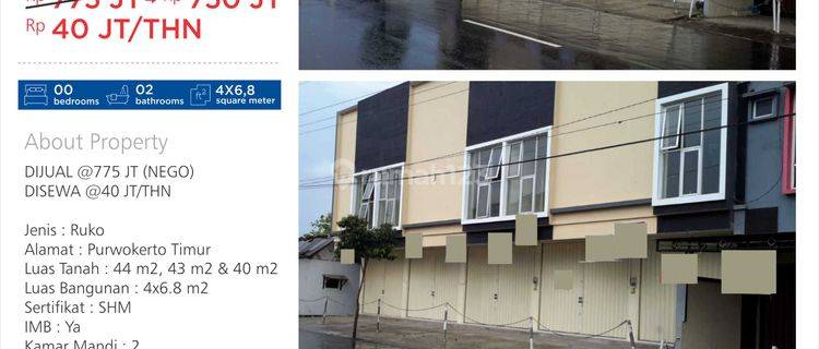 Hot Sale Dijual Dan Disewa Ruko Strategis Purwokerto Timur 1