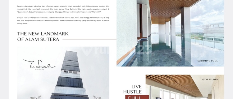 Disewakan Apartemen Studio The Smith Alam Sutera Siap Pakai 1