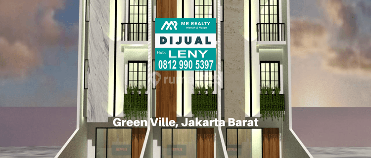 PROMO..MURAH...RUMAH BARU MINIMALIS 3 LANTAI DI GREEN VILLE, JAKARTA BARAT (ADA 3 UNIT)  1