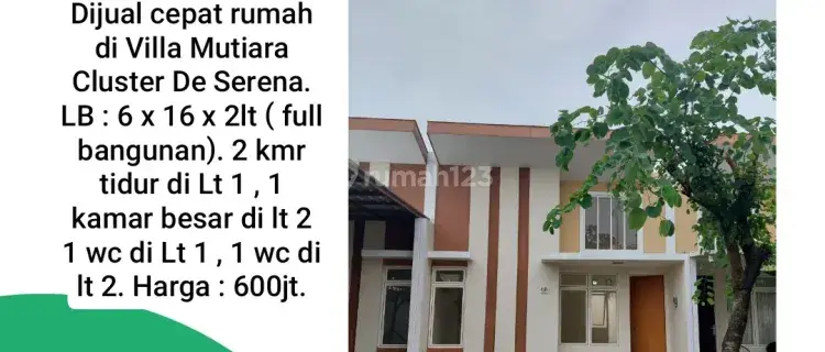 Dijual Rumah Tinggal 2 lantai siap huni (rmb) 1