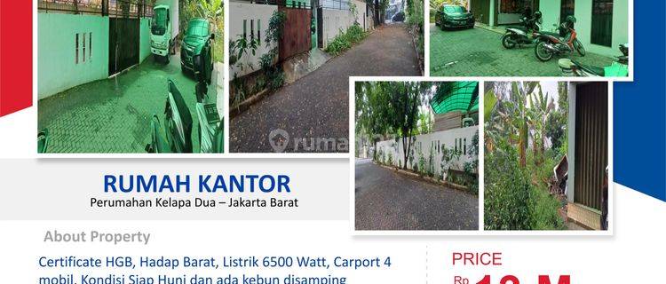 Dijual Rumah Kantor 3 Lantai Luas 736 M2 di Perumahan Kelapa Dua Jakarta Barat 1