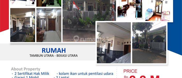 Dijual Rumah 2 Sertifikat Lt 240 M2 Tambun Utara Bekasi  1