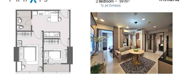 Apartemem Praxis 2 Kamar Tidur Furnished 1