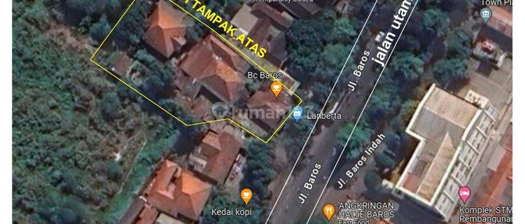 Tanah dan bangunan rumah strategis untuk usaha dekat pintu tol mairoad di jalan Baros 1