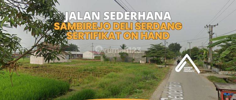 Tanah Deli Serdang Jalan Sederhana Sertifikat Hak Milik Harga Bu 1