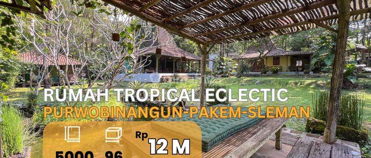 Jual Rumah Joglo Pakem Design Tropical Eclectic Sejuk View Gunung 1