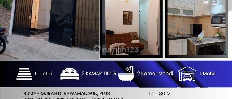 RAWAMANGUN JAKTIM RUMAH MURAH MUNGIL BAGUS AKSES 2 MOBIL + KOLAM RENANG AC5 1