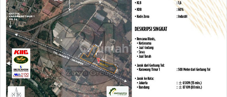 Dijual Cepat Per M2 Tanah Kavling Industri Karawang Timur 1