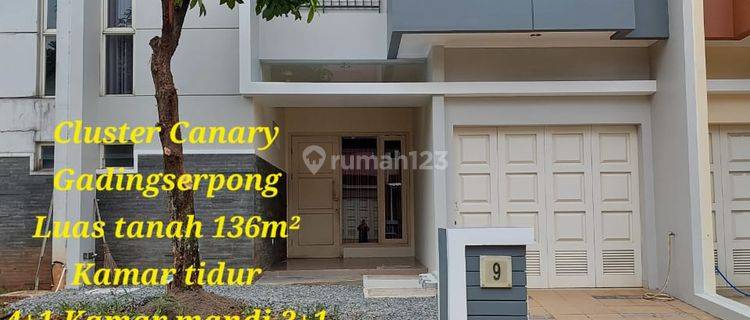 Disewakan Rumah Bagus Semi Furnished di Canary The Spring Gading Serpong 1