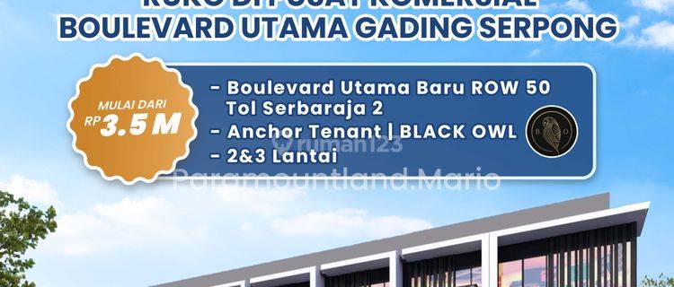 Ruko 2 Lantai di Gading Serpong 4.5x15 Hampton Avenue 1