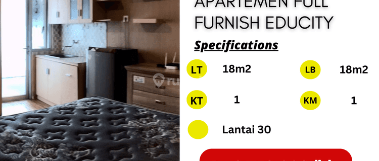 Apartemen Educity Full Furnish Dekat Its Disewakan Harga Murah 1