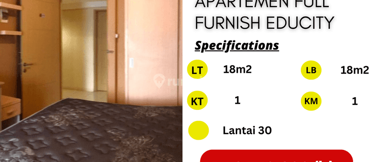 Disewakan Apartemen Educity Full Furnish Dekat Unair 2 Jutaan 1