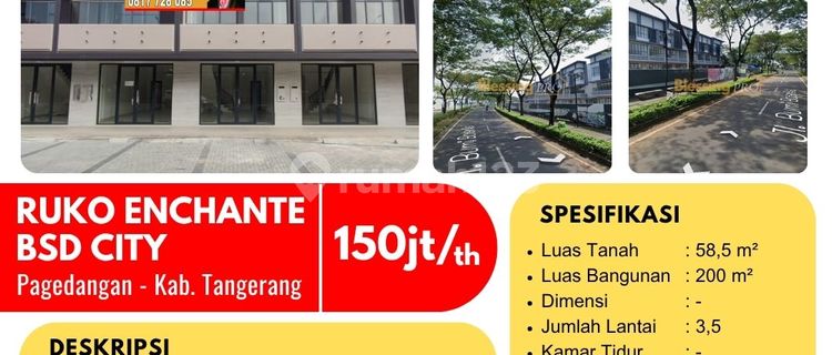 For Rent: Enchante Ruko, BSD City, Pagedangan, Tangerang 1