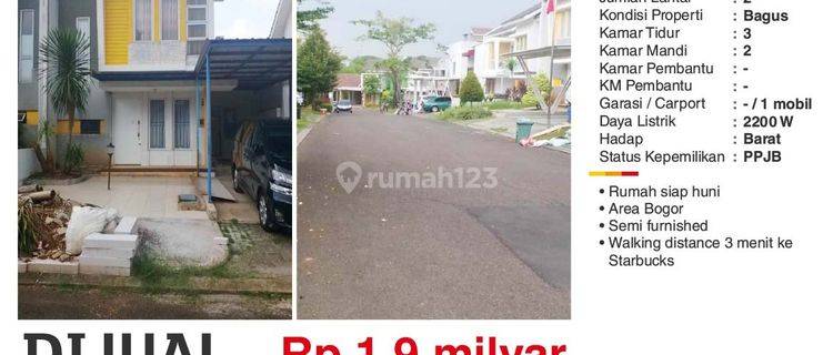 Dijual Rumah 2 Lantai Semi Furnish Dekat Starbuck Legenda Wisata 1