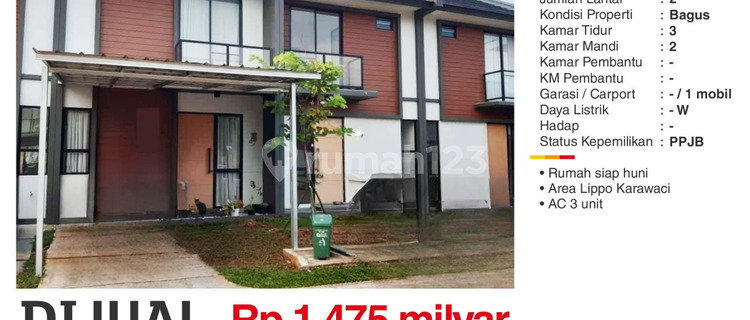 Dijual Rumah 2 Lantai Bagus Semi Furnish di Cendana Peak Karawaci 1