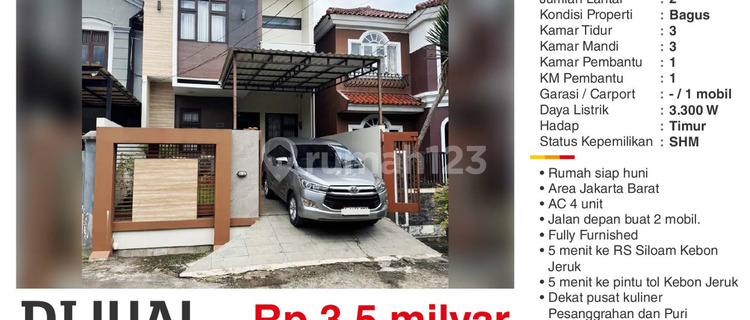 For Sale Fully Furnished Villa in Arteri Kebon Jeruk, West Jakarta 1