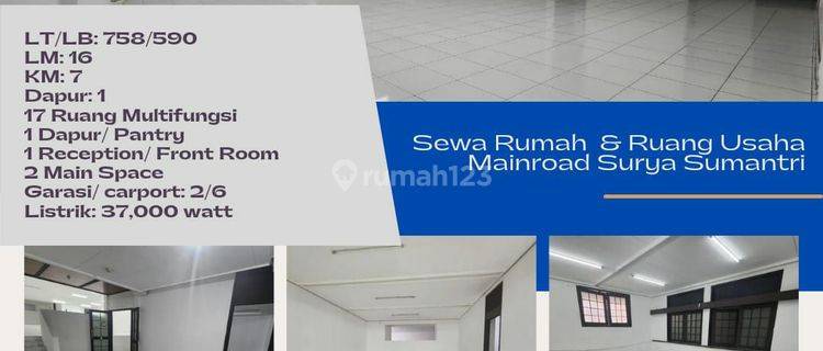 Sewa rumah usaha mainroad surya sumantri 1