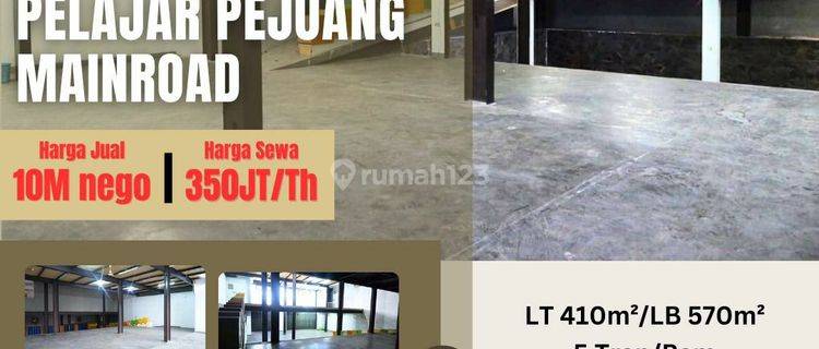 Jual/sewa gedung ex kantor pelajar pejuang mainroad 1