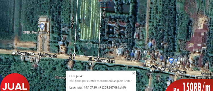 Dijual Tepi Jalan Raya Sui Nipah, Mempawah 1