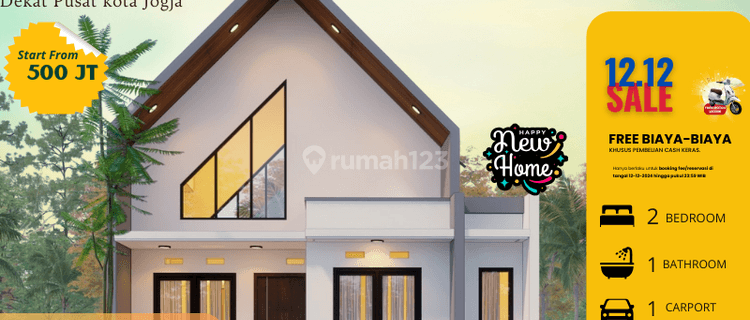 Rumah Murah 1 Lantai Dengan Nuansa Villa Area Yogyakarta 1