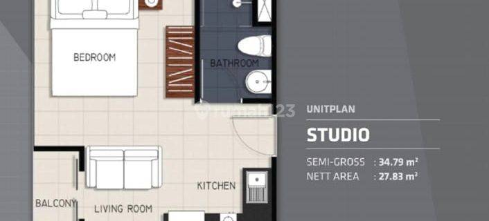  Apartemen Brooklyn Alam Sutera Type Studio, Dekat ke Binus 1