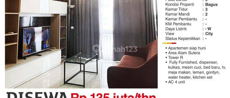  Apartemen Lloyd Alam Sutera 3 Kamar Tidur Furnished 1