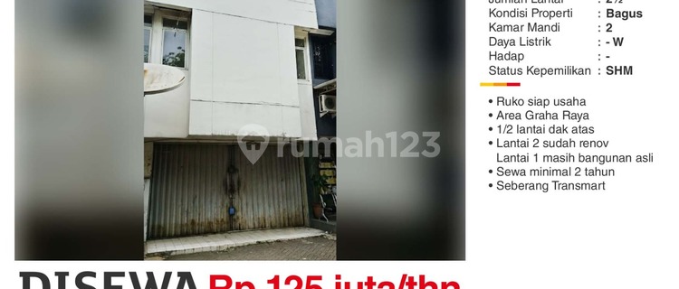 Shop House in Graha Raya Ready for Business Strategic Location 1