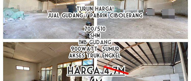 Pabrik dijual di Cibolerang 700 m SHM Bagus 1